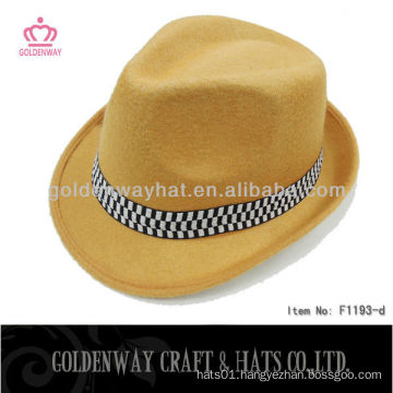 yellow PP polyester custom design promotional cheapest fedora hats